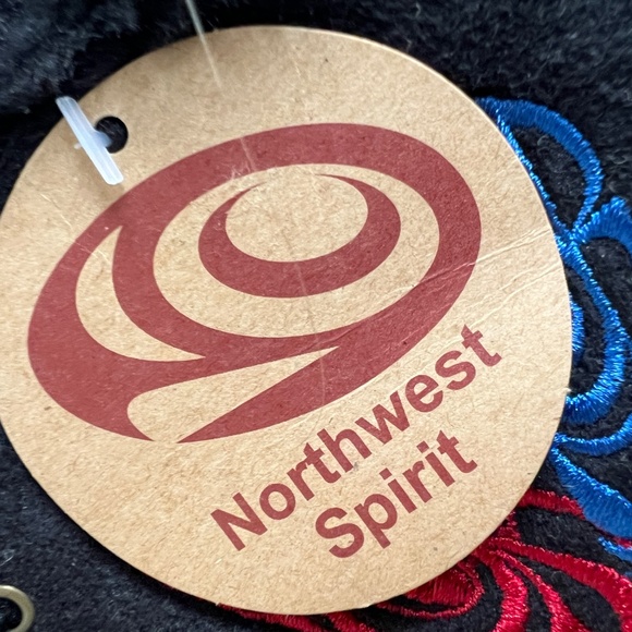 Northwest Spirit Four Feathers Gloves Fur Trim Fingerless Embroidery Lace Up - Picture 6 of 6